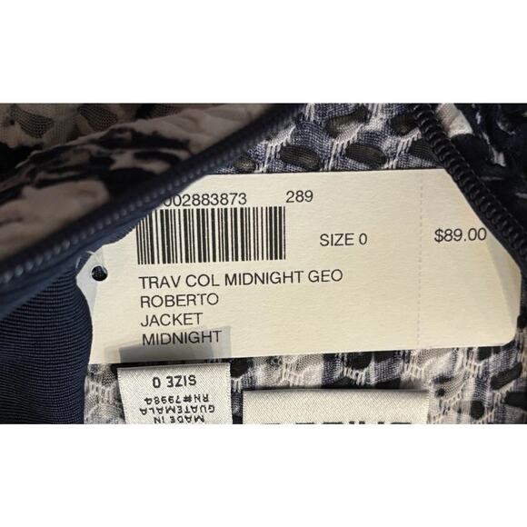 Chico's Travelers Collection Geometric Full Zip Jacket Blue White Gray 0/Small - Picture 4 of 5